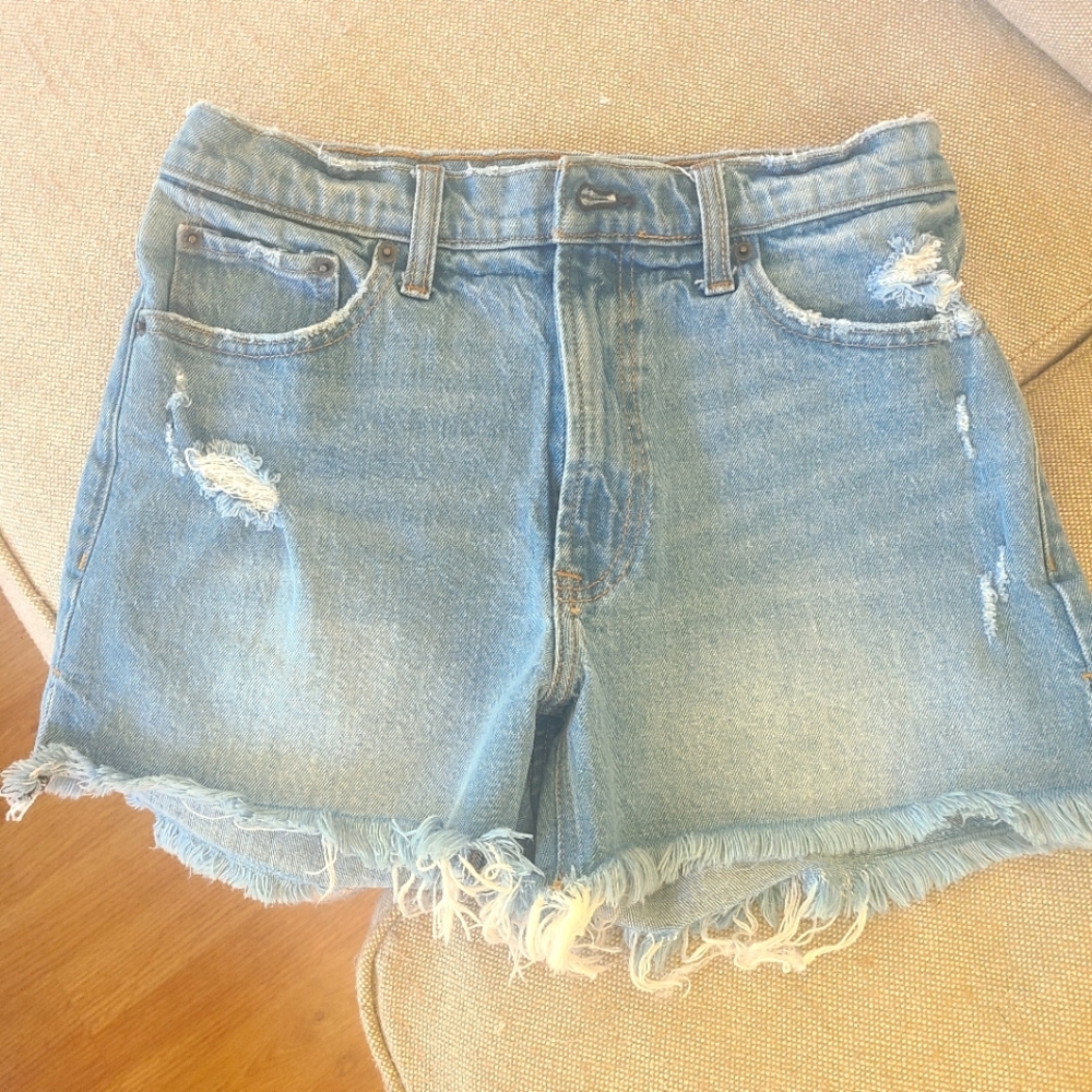Abercrombie & Fitch Light Blue Distressed Denim Jean Shorts